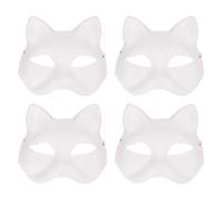 aqxreight 10 Pezzi Cat Therian Fai da Te Dipinto a Mano Animale Bianco Gatto metà con Pelliccia e Rete per gli Occhi per Pezzi e Maglie del Partito Cosplay Es Cat Face CoverBlank Face CoverCarta