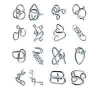 aqxreight 16 Pezzi Puzzle Rompicapo in Metallo Set di Forme Diverse Migliorano il Pensiero Logico Puzzle di Bloccaggio Giocattoli il Tuo Giocattolo di Sviluppo Multifunzione e Cerebrali di