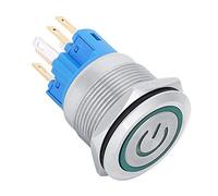 aqxreight 2 Pezzi DC3-6V 22mm 6 Pin Autobloccante Durevole Interruttore a Pulsante in Acciaio Inossidabile con Alloggiamento del Segno e Acciaio Inossidabile nel Pulsante dell'Interruttore di (GREEN)