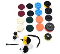 aqxreight 23pcs Set di Attaccamento a Pennello per la Casa con Spazzole Padine di Flagello Sponge Collegamento della Bordo Crapparsi da 8 Tazze di Pennello per Trapano a Canova