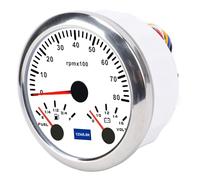 aqxreight 3 su 1 Barca Tachimetro Marino Indicatore di Giri Rettifero 85 Mm per Automobili per Camion Barche RVS con 8000 Giri/Min 8-16 V Livello di Carburante (Bezel Silver CX8300 di quadrante