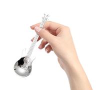 aqxreight 4 Cucchiaini da caffè per Chitarra in Acciaio Inox 4 Pezzi Cucchiaini da caffè per Chitarra in Acciaio Inox, Utensili Unici a Forma di Strumento Musicale per Mescolare per in (Guitar