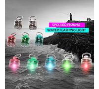 aqxreight 5 Pezzi Luce da Pesca a LED Goccia Profonda Subacquea Forma Rotonda Calamari Stroboscopici Luce Lampeggiante Esca Esca Colpi di Pesca in Acqua Valutati Come Una a Goccia Lampeggiante