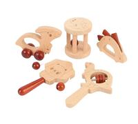 aqxreight 5 Pezzi Set di Sonagli in Legno Grasp Training Educational Sonagli a Mano per Neonati con Custodia per abilità Sensoriali e per Set in Legno in per NeonatiGiocattoli in LegnoSonagli in