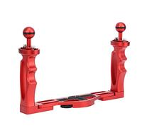 aqxreight All Metal Dual Handhed Handhed Hand Grip Discing Flashlight State Sports Fotice Camera Stabilizer Red (rosso)