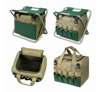 aqxreight Borsa per il Giardinaggio con Pieghevole Sgabello per Utensili per lo Strumento di Stoccaggio Kit di Attrezzi da Giardinaggio Kit Prato per Sacchetti di Cortile Manici Comode Manici per