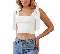 aqxreight Canottiera da Donna Slim Fit Senza Maniche con Spalline e Spalline Sul Retro Arricciata Canottiera Basic in Colore Rosa L Come Base per Slim Ed Elegante con Colorate Che Si Allacciano (#1)