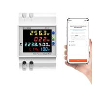 aqxreight Contatore di Energia WiFi - Alimentazione Digitale su Guida DIN con Display LCD Tensione in Tempo Reale Monitoraggio KWh Controllo APP Mobile per Uso Commerciale Affidabile (tipo