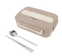 aqxreight Contenitore per il Pranzo in Acciaio Inossidabile da 1000 Ml, Leggero, Portatile, Facile da Pulire, Contenitore per Alimenti, per Picnic Scolastico, Beige e Alimenti Ad Alta Preparazione