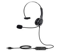 aqxreight Cuffie Monofoniche con Cavo USB su un Lato Cuffie Monofoniche per Call Center con Controllo del Volume del Microfono per Computer da Ufficio PC Laptop a Diverse USB Ad Alta Ea con