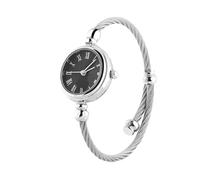 aqxreight Elegante Orologio da Polso Analogico Rotondo da Donna con Movimento Al Quarzo e Numeri Romani Comodo Orologio da Polso Dal Design Aperto (Piatto nero romano)