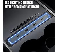 aqxreight Hub di Dati LED USB Compatibile per 2021 2022 Y Stazione Docking della Console Centrale 4 Porta USB Centro Centro Adattatore Compatibile e 2021 per Console Center Maggio Dopo (Avviso (BLACK)