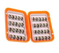 aqxreight Kit da 40 Pezzi per Trota Realistica, Esche da Pesca a Mosca con Ganci in Acciaio Ad Alto Tenore di Carbonio, Assortimento Oro e Verde per la Pesca d'acqua Dolce, Scatola di (GOLD)