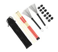 aqxreight Kit di Bacchette con Spazzole e Smorzatore per Musicisti Set Completo di Accessori per Suonare la Batteria, Facile da Riporre e Utilizzare per Livelli di abilità (M02763 nero)