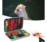 aqxreight Kit di Mosche per Pesca a Mosca da 100 Pezzi Assortimento di Mosche per Pesca a Mosca Secche e Bagnate con Scatola per Trota Spigola Qualsiasi Trota Robusta Dotata di Strumenti Sono Esche