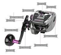 aqxreight Mulinello da Baitcasting con Display Digitale 6+1BB Rapporto 8.0:1 con di Ricarica Sun Power Mulinello da Pesca Ad Alta velocità con Contafilo e Forza del Rapporto 1 di Lancio Rapido Che