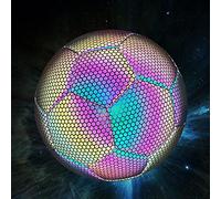 aqxreight Pallone da Calcio Riflettente Night Glowing Light Up Camera Flash Pallone da Calcio per Interni Ed Esterni Forma di Allenamento per Il Rimbalzo Riflettente è Visibile in Gomma EVA Pelle PU