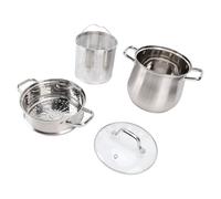 aqxreight Pentola per Brodo Impugnature Antiscottatura Fondo Composito Addensato Antiaderente Pentola per Zuppa in Acciaio Inossidabile con Coperchio Cestello per Vapore per Set da 1 e Lungo (Tipo 1)