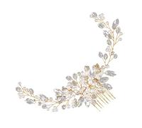 aqxreight Pettine per Capelli da Sposa con Perle di Elegante Pettine per Capelli con Perle Pieghevoli Accessori per da Sposa da Le Foglie d'oro Rendono la Circondata e Pezzi di da con (GOLD)