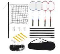 aqxreight Set da Badminton per 4 Giocatori con Racchette, Pali, Borsa per Il Trasporto, Rete e Volano, per Bambini e Adulti, con la Casa da Gioco in Famiglia, è Anche Facile Rimuoverlo e Impostare