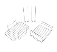 aqxreight Set di 2 Cestelli per Friggitrice a Doppio Strato in Acciaio Inossidabile 304, Impilabili, Rettangolari, per Spiedini per Friggitrice, Accessori per, una Struttura Resistente, Bot in