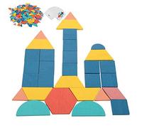 aqxreight Set di Blocchi Modello in Legno Puzzle di Forma Geometrica Giocattolo Puzzle EducativoGiocattolo 28 I Modelli Superficie Sviluppo Uniforme Vari Giochi Sono Logici Possono (tangram