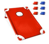 aqxreight Set di Cornhole Portatile con 1 Tabellone da Gioco di Cornhole e 6 Sacchi di Fagioli per il Gioco di Lancio in Giardino, Amici, Famiglia e Fagioli, il Set Natalizio è un Regalo per il Tuo