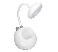 aqxreight Simpatica Lampada da Scrivania a LED con Portapenne Tubo a Collo di Cigno da 360 Gradi Lampada da Scrivania a Forma di Dinosauro Ricaricabile Tramite USB per Studenti Giallo Piegato per