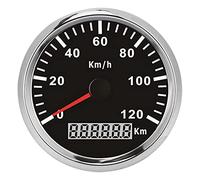 aqxreight Tachimetro Universale 0-120km/h 85mm Display LCD, for Auto | Silver frame dial, fits car truck boat motor, analog gauge with digital readout