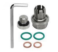 Aqxreight Tappo di scarico olio maggiorato, kit di riparazione della filettatura della coppa dell'olio autofilettante in acciaio inox con guarnizione ad anello con chiave