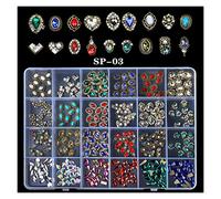Aqxyedc 1 scatola di 2800 lussuoso kit decorazione di strass for nail art kit 3d in lega glamour unghie diamantato con unghie cristallina mista con 1 penna wanglan(Color:SP03)