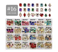 Aqxyedc 1 scatola di 2800 lussuoso kit decorazione di strass for nail art kit 3d in lega glamour unghie diamantato con unghie cristallina mista con 1 penna wanglan(Color:BYCR-16)