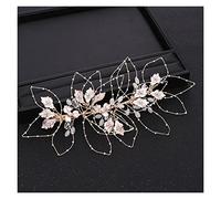 Aqxyedc Accessori for capelli da sposa alla moda Accessori for capelli Gold Fascia Rhinestone cristallo Flower Fascia foglia foglia copricapo sposa Accessori for capelli Handmade wanglan(Gold-color)