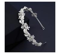 Aqxyedc Accessori for capelli da sposa da sposa Fatti a mano con fiore di cristallo brillante Perle con fascia for capelli Fasce for capelli da donna wanglan(Gold Color)