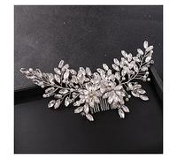 Aqxyedc Argento Colore Crystal Flower Capelli Pettine Accessori for capelli da sposa Ornamenti Bridal Tiara Capelli pettine gioielli copricapo fascia wanglan