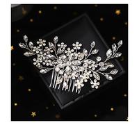 Aqxyedc Argento Colore Fatti a mano Fiore Capelli Pettine Pearle Rhinestone Forcella Accessori for capelli da sposa for le donne Sposi gioielli for capelli gioielli Tiara regalo wanglan