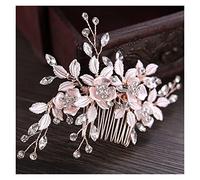 Aqxyedc Argento colore fiore pettini pettini strass eleganti gioielli for capelli for sposa squisita accessori for capelli for capelli sposa pettini for capelli wanglan(Rose Gold)