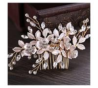 Aqxyedc Argento colore fiore pettini pettini strass eleganti gioielli for capelli for sposa squisita accessori for capelli for capelli sposa pettini for capelli wanglan(Gold)