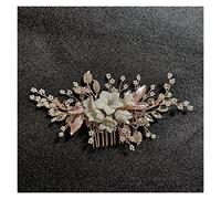 Aqxyedc Bianco fiore strass perla pettine perle pettine da sposa accessori for capelli elegante for capelli da sposa pettine donna testa ornamenti ornamenti fascia wanglan(Gold-color)