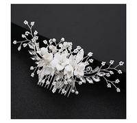 Aqxyedc Bianco fiore strass perla pettine perle pettine da sposa accessori for capelli elegante for capelli da sposa pettine donna testa ornamenti ornamenti fascia wanglan(Silver)