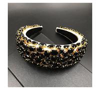 Aqxyedc Boho Gorgeous full Diamante imbottito barocco barocco fasce di lusso crystal hairbands donne strass tiara bling accessori for capelli706 wanglan(9black)