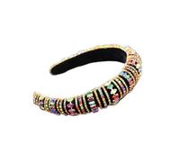 Aqxyedc Boho Gorgeous full Diamante imbottito barocco barocco fasce di lusso crystal hairbands donne strass tiara bling accessori for capelli706 wanglan(23)