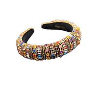 Aqxyedc Boho Gorgeous full Diamante imbottito barocco barocco fasce di lusso crystal hairbands donne strass tiara bling accessori for capelli706 wanglan(20)
