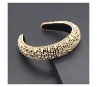 Aqxyedc Boho Gorgeous full Diamante imbottito barocco barocco fasce di lusso crystal hairbands donne strass tiara bling accessori for capelli706 wanglan(22)
