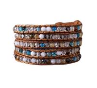 Aqxyedc Bracciale Avvolgente in Pelle impilabile a 5 Strati con Pietre preziose della Boemia Braccialetti multifilo Fatti a Mano Dichiarazione Vintage wanglan