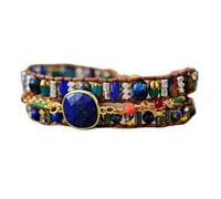 Aqxyedc Braccialetti avvolgenti Geometrici a 3 Fili, Pietre Naturali, lapislazzuli, Cordoncino con Perline, Bracciale da Donna, Sorelle, Boemia wanglan
