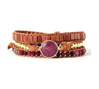 Aqxyedc Braccialetti avvolgenti in Pelle da Donna Multistrato Bracciale con Polsino 3X con Perline di Strass turchesi wanglan