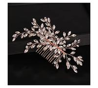 Aqxyedc Capelli di cristallo di cristallo di strass pettine da sposa nuziale da sposa donne pettine pettini gioielli accessori testa ornamenti sposa partito copricapo wanglan(Rose gold)