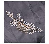 Aqxyedc Capelli di cristallo fatti a mano Capelli pettine perla strass fiore pettini for capelli for le donne sposa gioielli capelli gioielli accessori for capelli da sposa tiara wanglan(Gold)