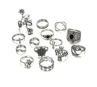 Aqxyedc Commercio all'ingrosso 100 pz/lotto assortimento fai da te bohémien fiori d'argento vintage anelli per i gioielli del regalo delle donne del partito wanglan